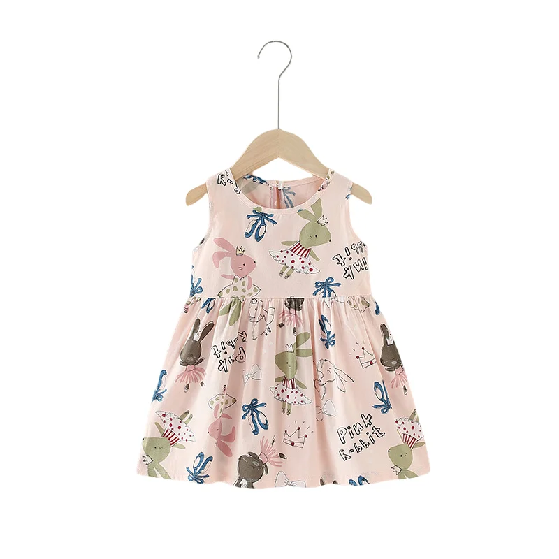 Summer Toddler Girls Dresses Kids clothing Sleeveless Cute Print Flower Girl Dress Kids Birthday dresses for girls
