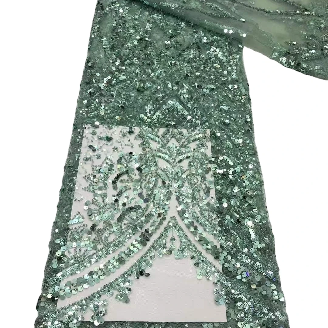 Sequin mesh wedding dress Fabric beaded network yarn dress lace fabric sequin embroidery beaded lace fabric