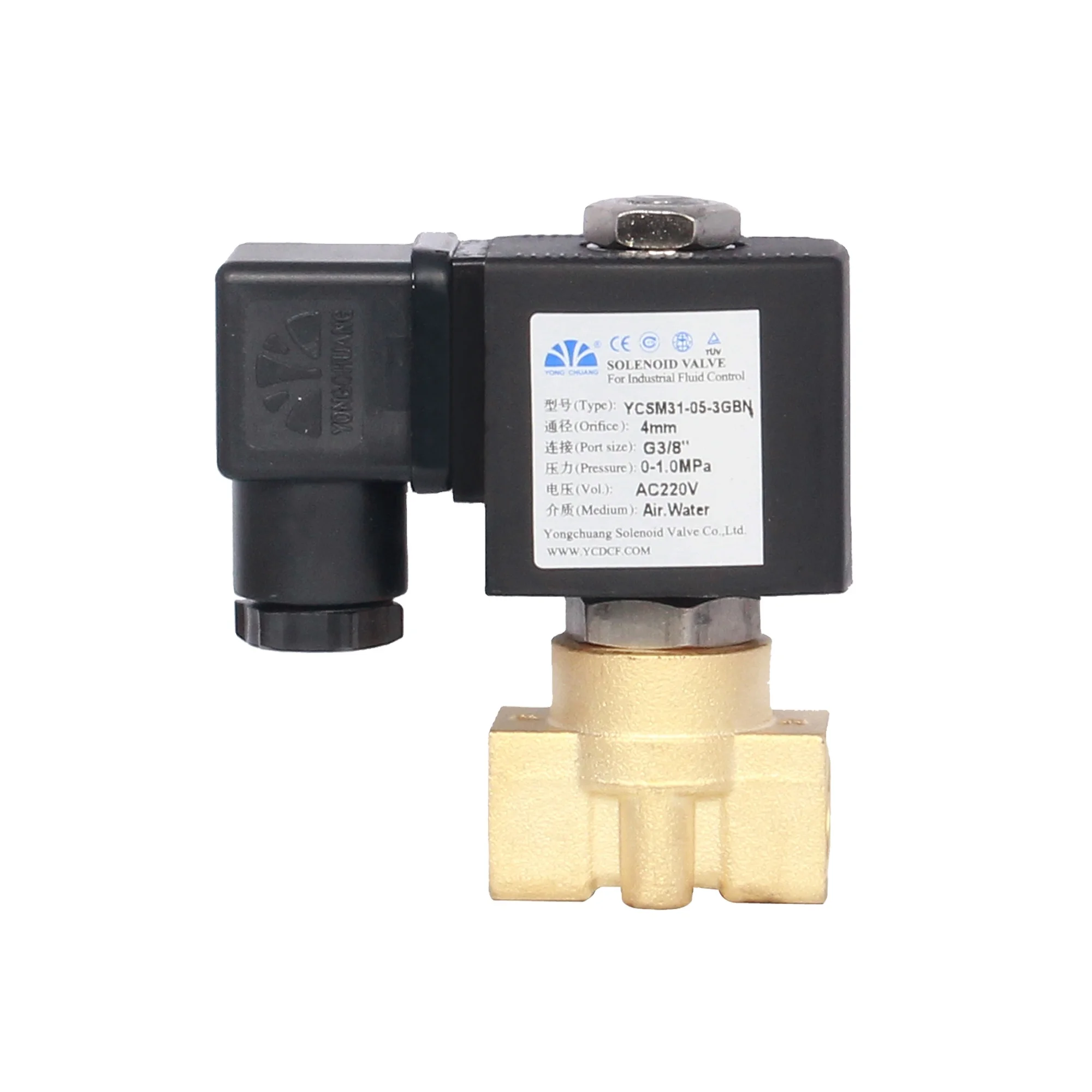 Yongchuang YCSM31 CE approved Brass stainless steel water direct acting solenoid valve 12v 24v dc
