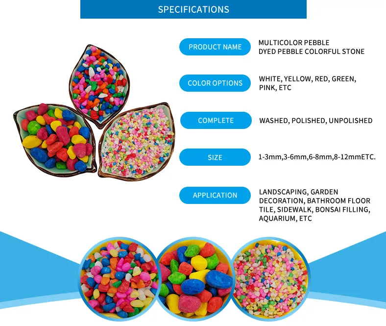 1-3mm 3-5mm polished color gemstone quartz tumbled gravel artificial pebble for aquarium pathways