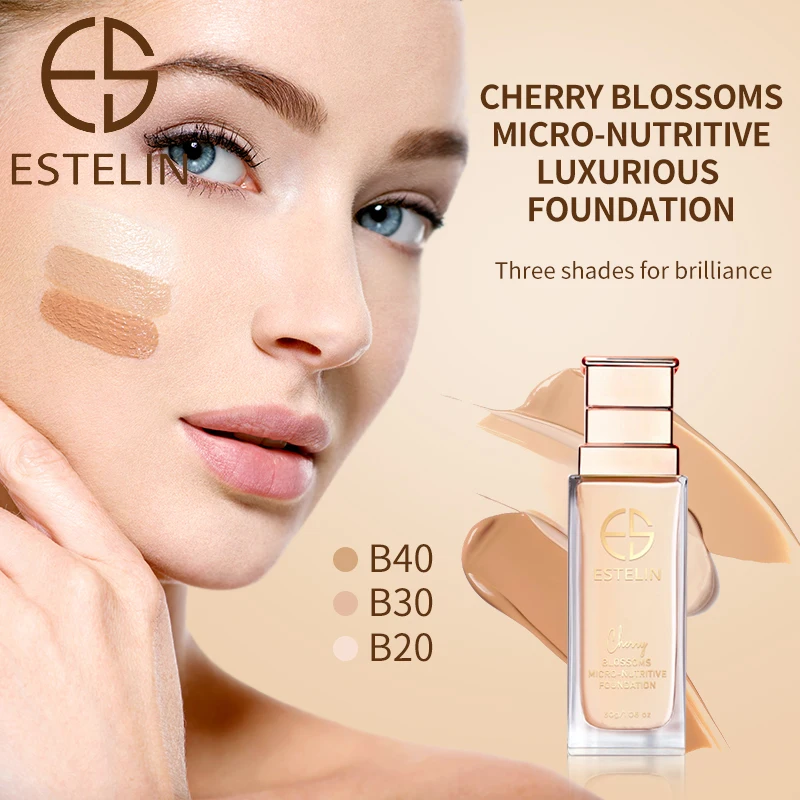 ESTELIN Skin Care Cherry Blossoms Micro-Nutritive Foundation 30g Long-Wearing Full Coverage Natural Matte Finish Foundation