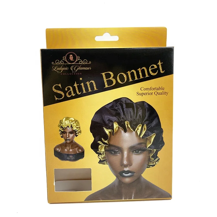 Custom Bonnet packaging Hair Satin Bonnet box with Logo