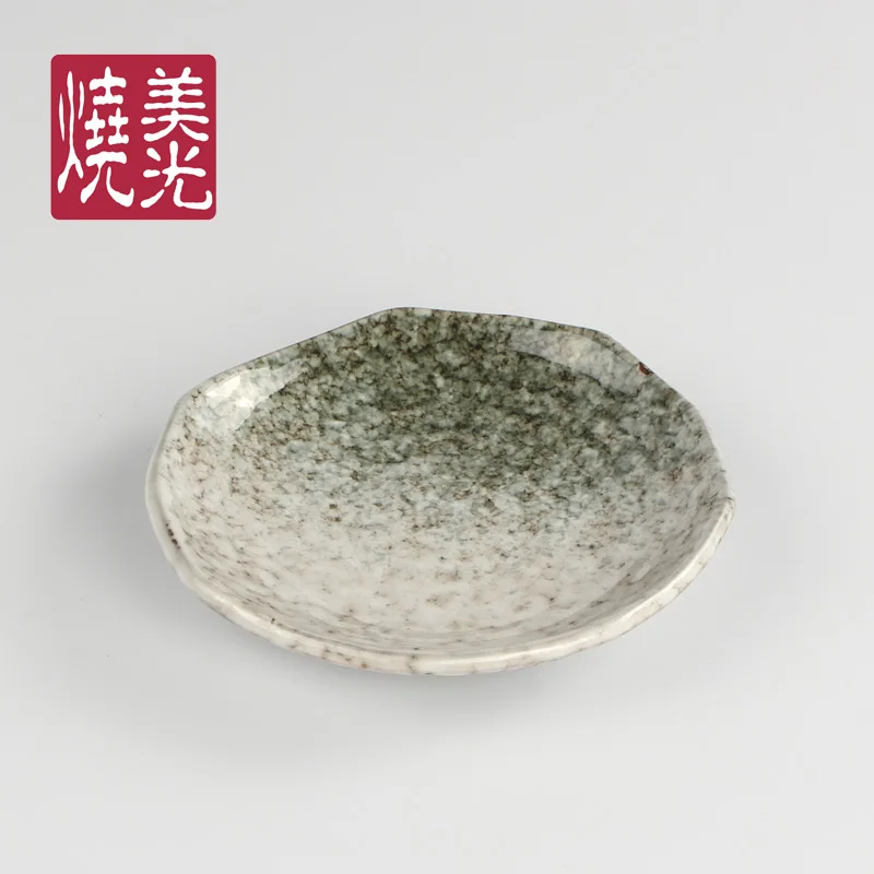 Asian cuisine and japanese ceramic dinnerware round flat side plate sushi dish