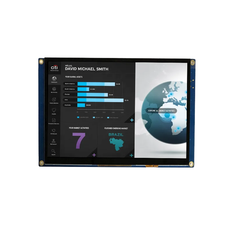 7.0' 7 inch 800*480 UART Serial Interface HMI TFT LCD Display Module with RS232 RS485 module