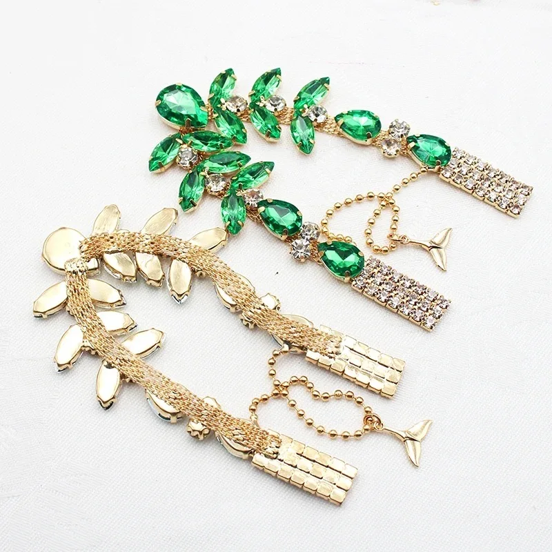 New Customized Irregular Multi-Color Rhinestone Metal Glass Shoe Chain Shoe Bag Belt & Garment Accessories