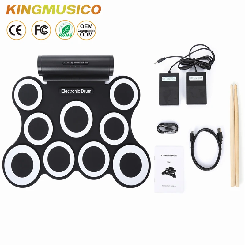Chinese High Quality Musical Instruments Portable Digital Electric Drum Set Hand Roll Up electric Drums