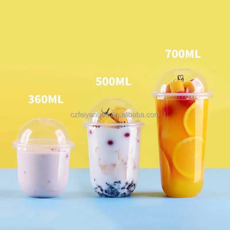 Wholesale milkshake jelly cup ice cream container with lid u-shaped plastic cups