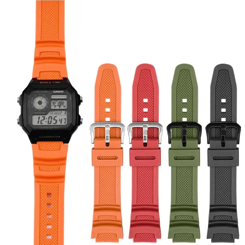 Sport Silicone Strap for Casio AE-1000W 1200 AQ-S810W/S800W SGW-400H 800H W-735H 216H AEQ-110W Rubber TPU Watch Band Bracelet