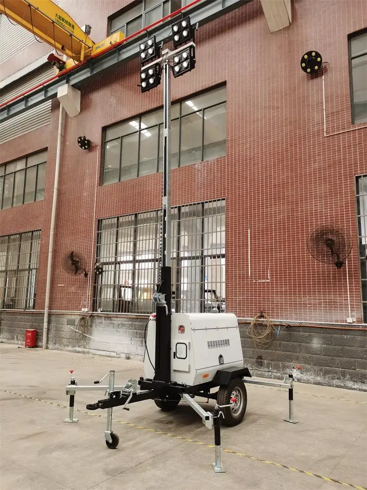 9M Manual Lighting Plant Diesel Generator Portable Trailer Led Light Tower
