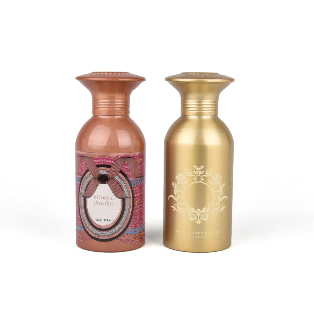 wholesale advanced new design aluminum bottle with screw cap for talc powder