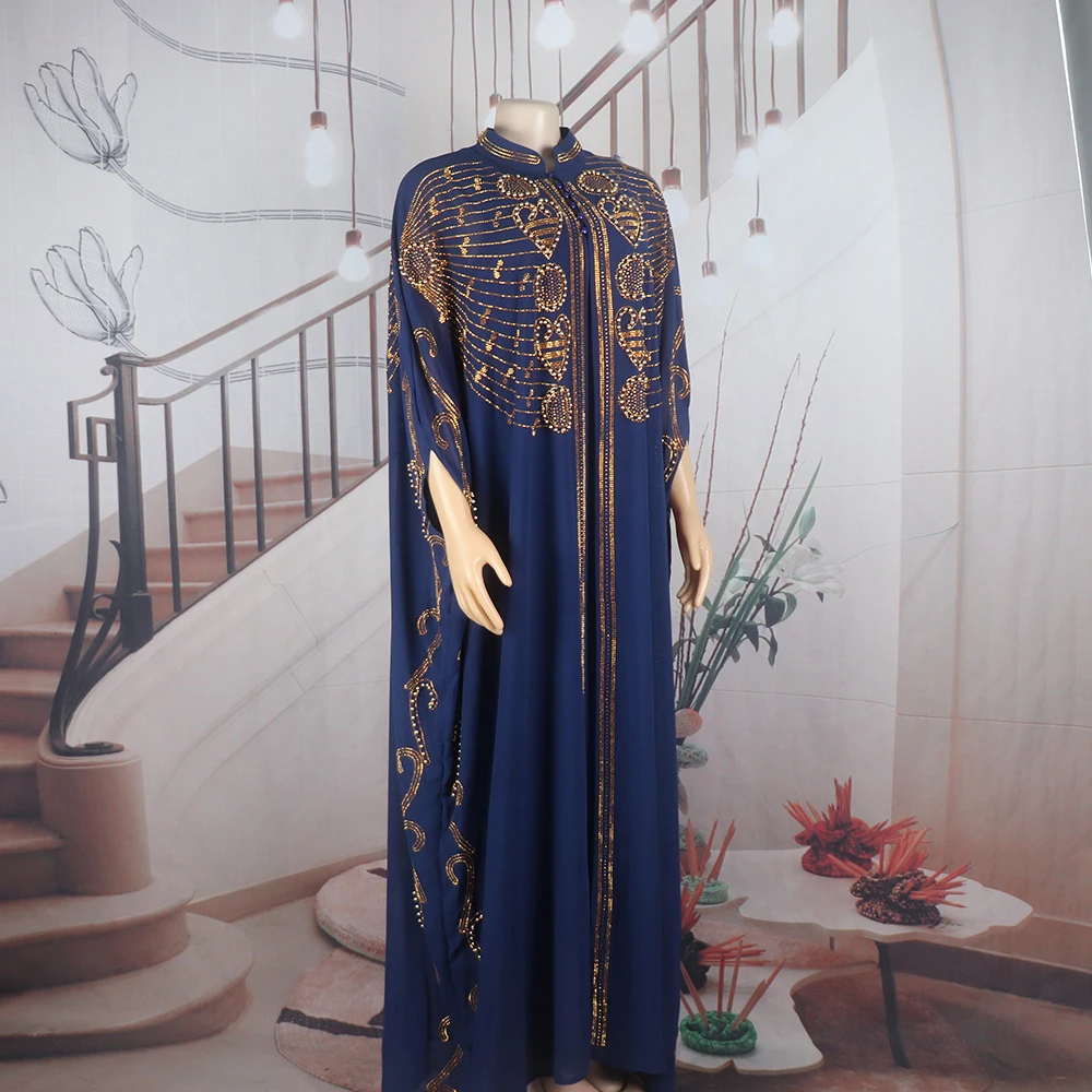 New two-piece african dresses for women clothing chiffon African Design Dresses rhinestone Moroccan Dresses