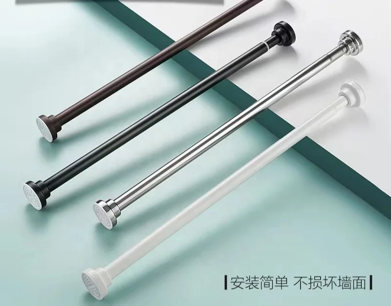Attractive designed stainless steel extendable shower curtain rail curtain shower rod bathroom rod for window or door