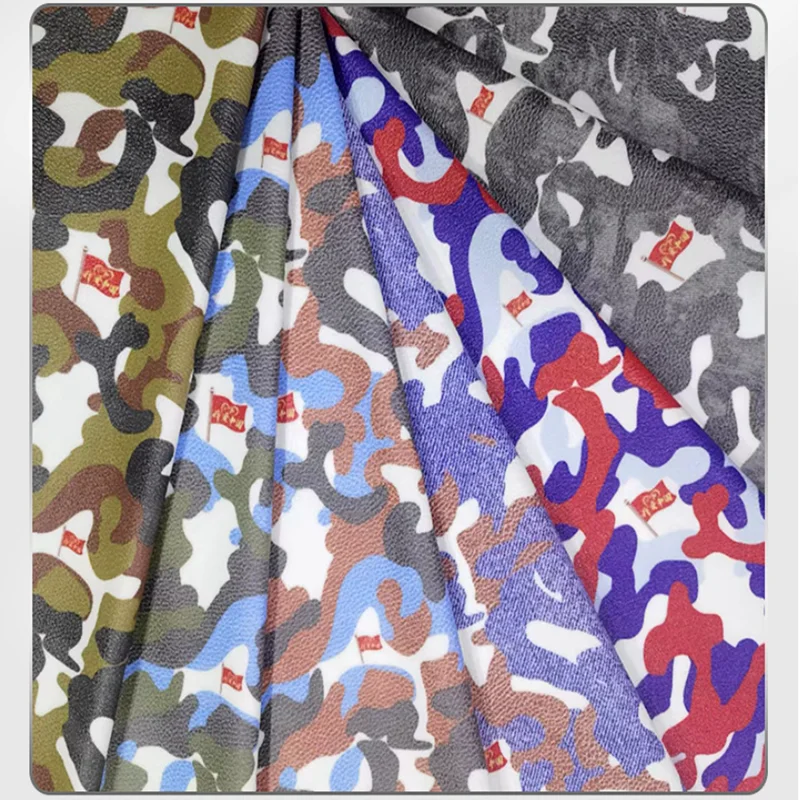 Camouflage glow in the dark leather PVC print synthetic leather for bags shoes clothing