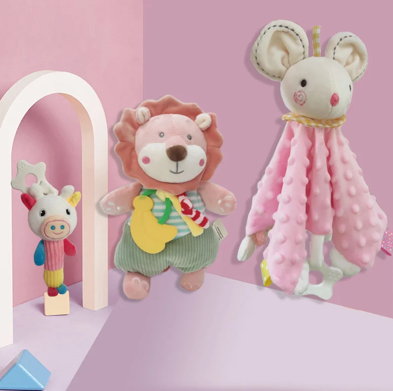 2021 hot sale Animal lion rabbit quilt stuffed animal baby safety blanket plush doudou