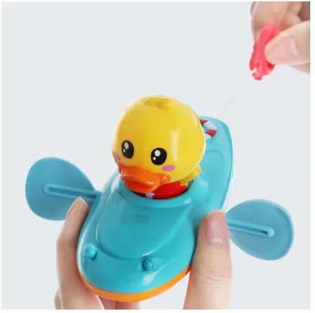  Детская игрушка для игры в воде ванну цепочка гребная лодка плавающая мультяшная утка младенцев раннего развития Пляжная ванной
