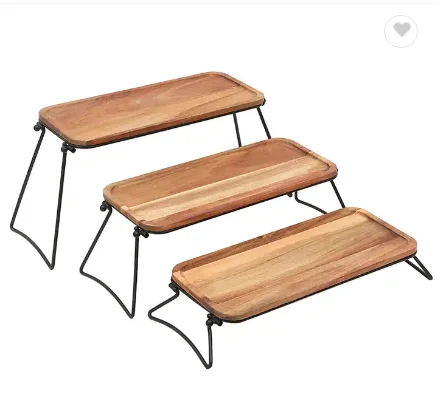 Hot sale Acacia Wooden Dessert Table Display Set Decorative Tray 3 Tier Cupcake Stand 3 level serving catering tray