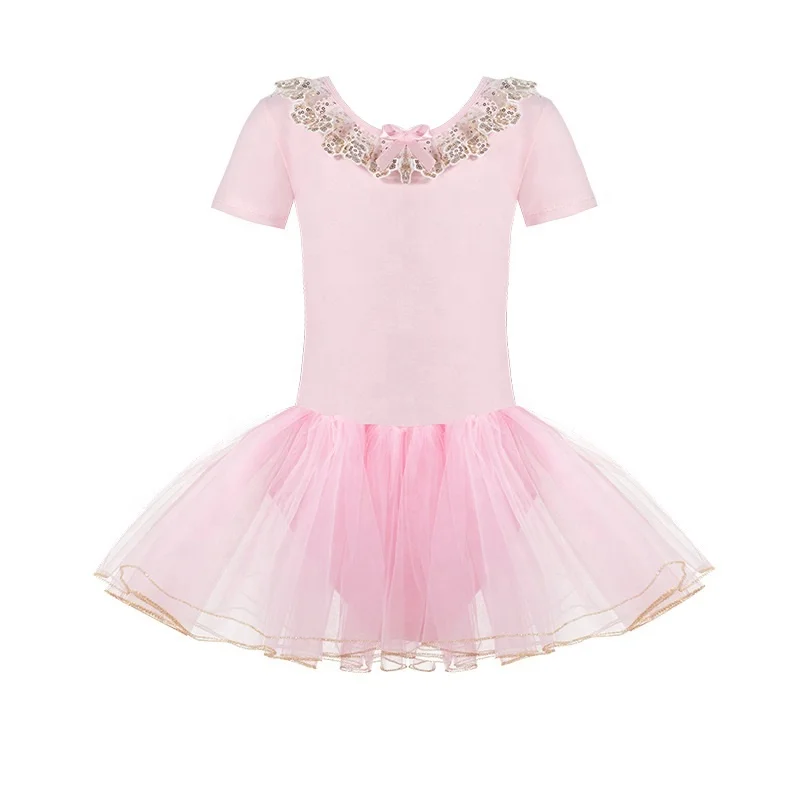 Kids Long Sleeve Ballet Leotards with Skirt Sparkly Sequin Lace Mesh Dance Costume Ballerina Outfits Little Girls Ballet Dress