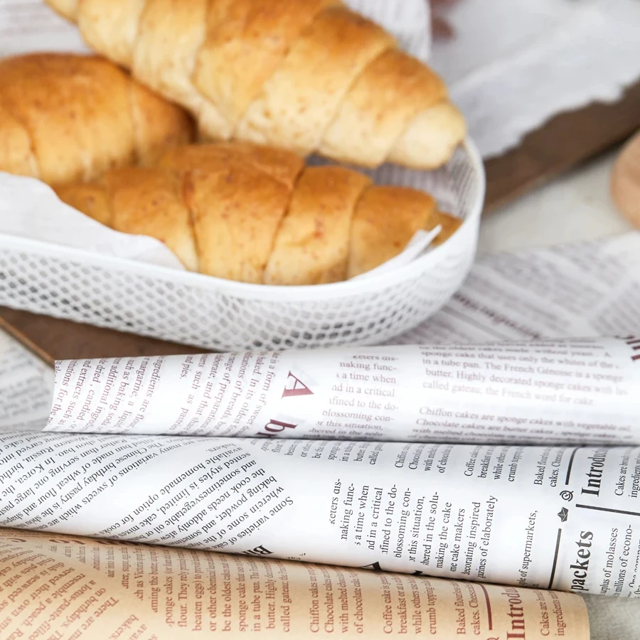 Color English Newspaper Style Oil Proof Paper Fried Potato Chips Padding Paper Oil Proof