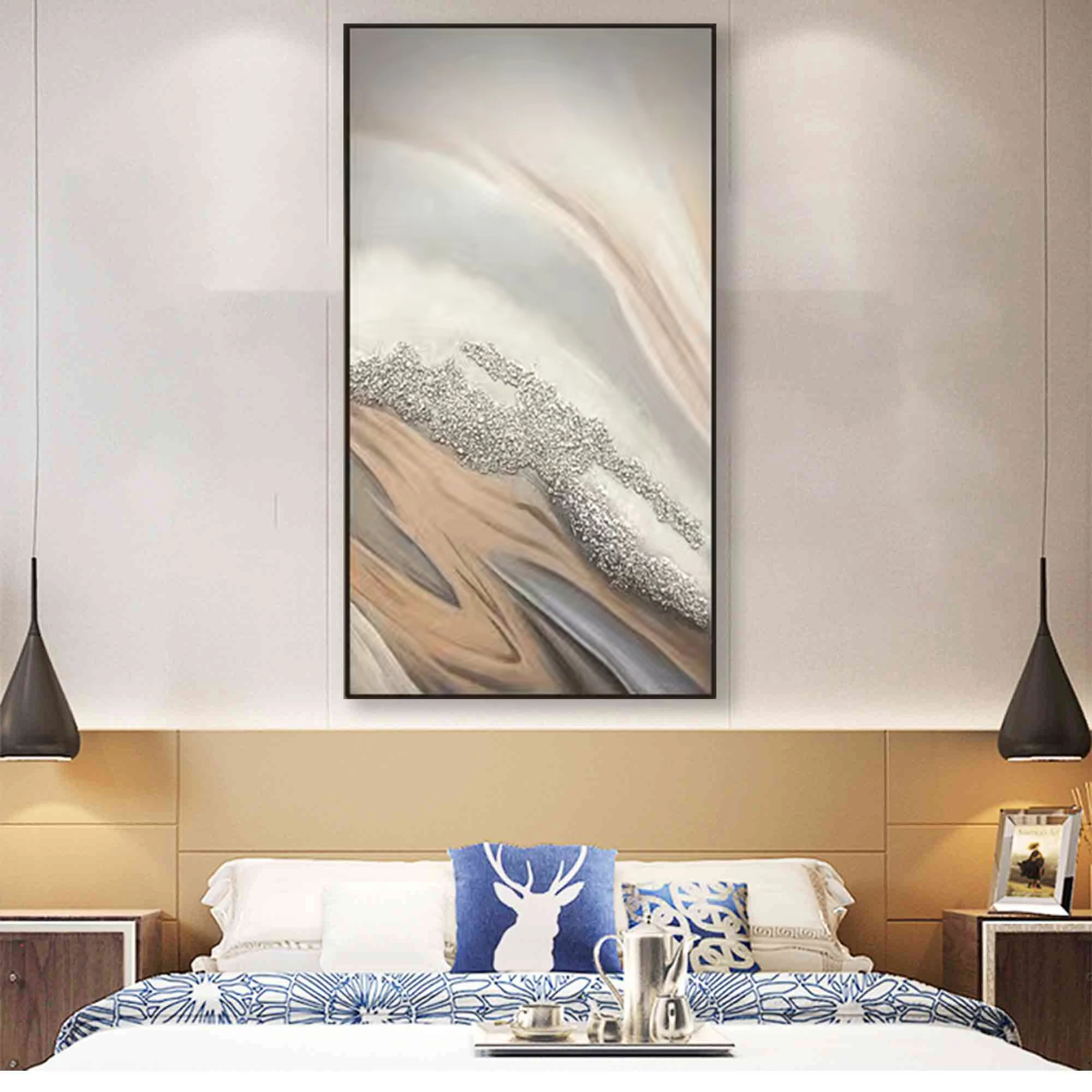 Abstract Landscape Oil Painting on Canvas Featuring Sandstone Wall Art Picture for Home Decor