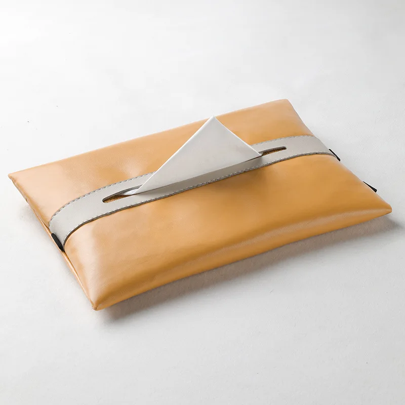 Multifunction Hanging Paper Organizer Car Tissue Holder Solid Color Pu Leather Tissue Box