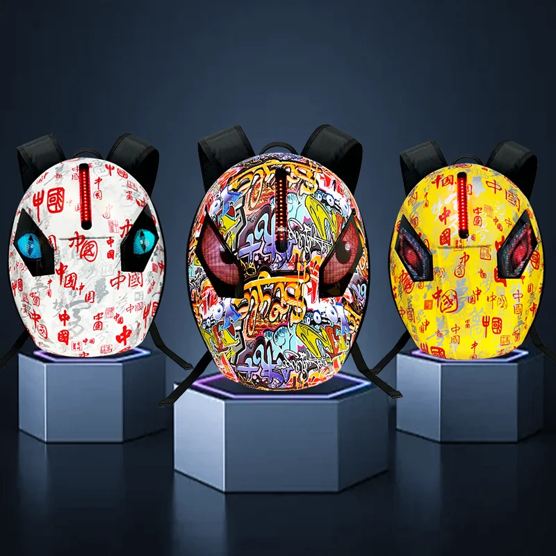 New LED Eye Motorcycle Bag Waterproof DIY Backpack APP  Motorcycle Backpack Riding Bag LED Eye Display Screen Night Knight