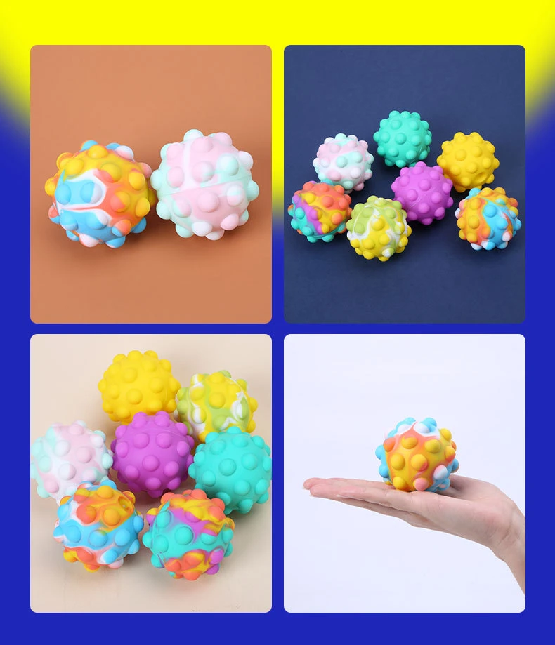 High Quality Fun Fidget Cube Toy Holes Magic Rainbow 3d Ball silicone Push pop bubble fidget squeeze toy For Kids