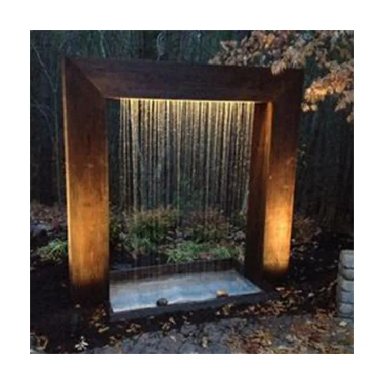 Decorative outdoor water fountains corten steel water curtain outdoor