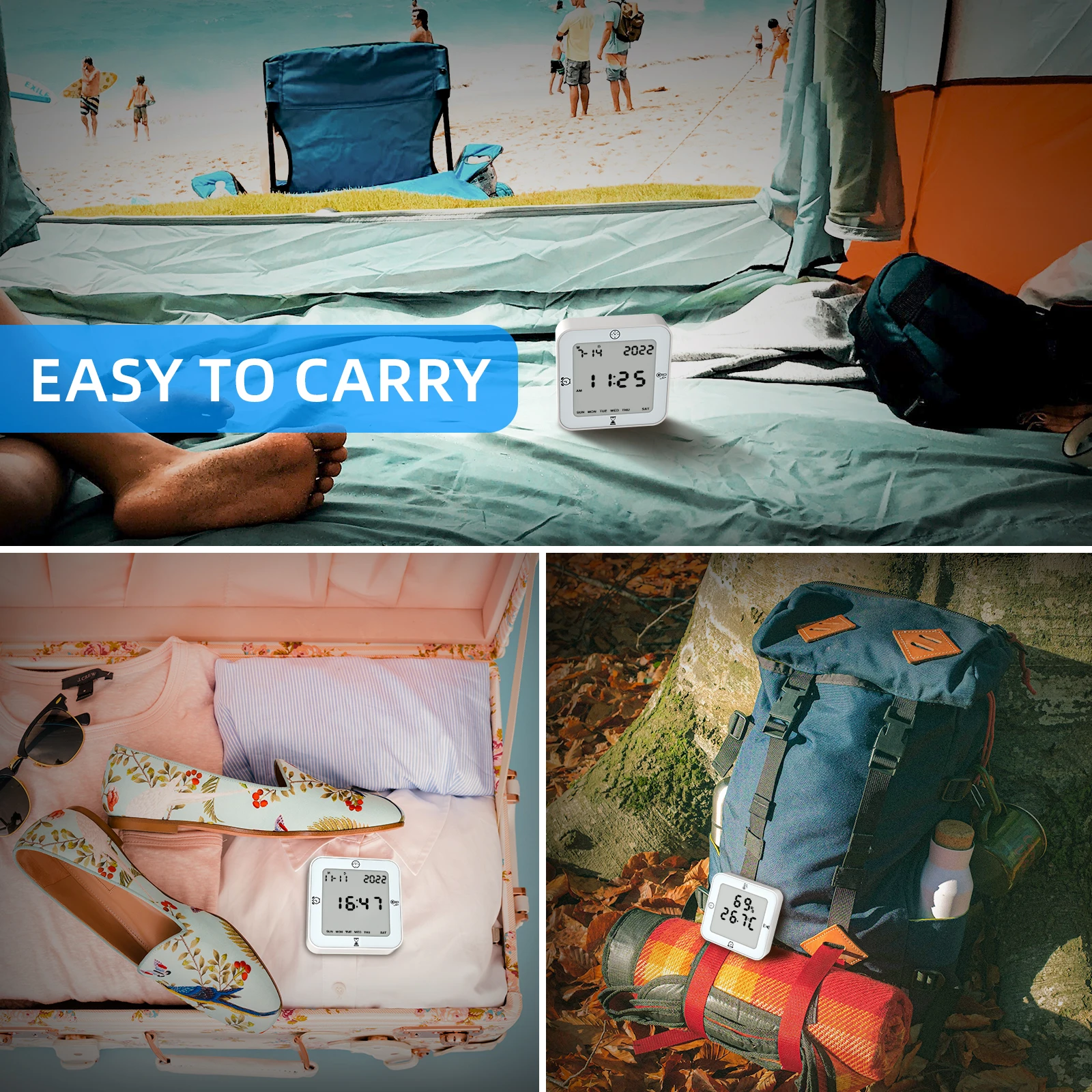 2023 new product Digital Multifunction smart Alarm Clock Time Display desk clock with temperature display Indoor Thermometer