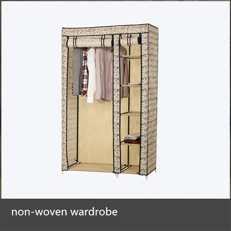 Wuhuan Home furniture general use folding portable fabrci storage zipped wardrobe with artwork design