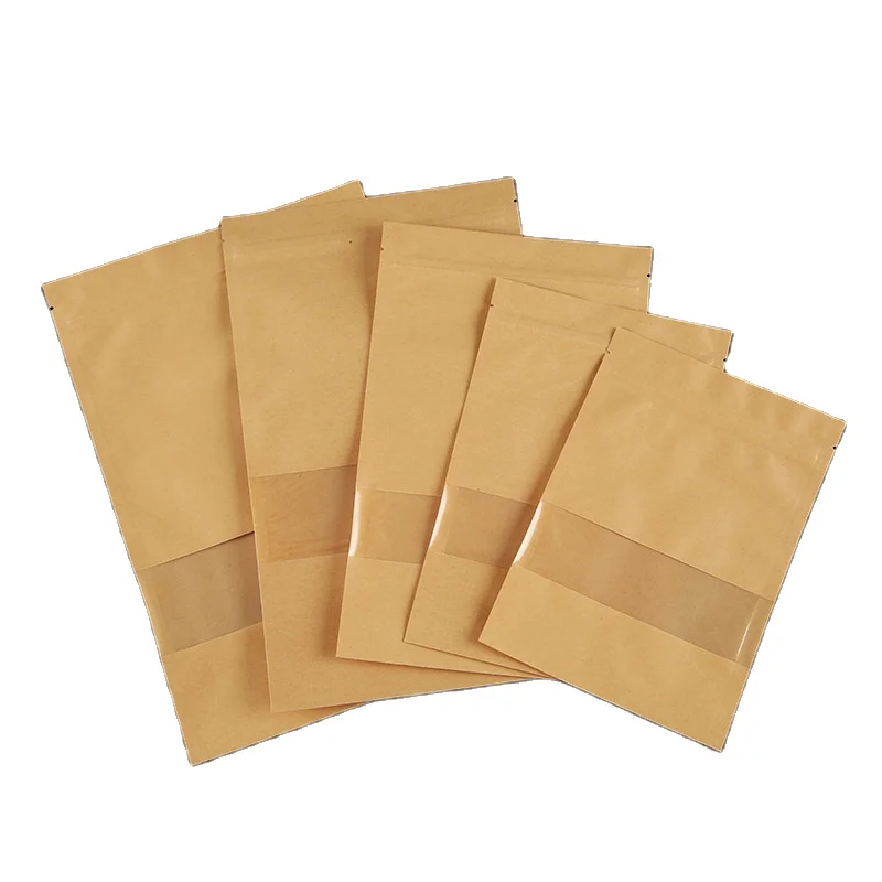 Custom printing logo manufacturing degradable cheap eco-friendly kraft paper zip lock bag