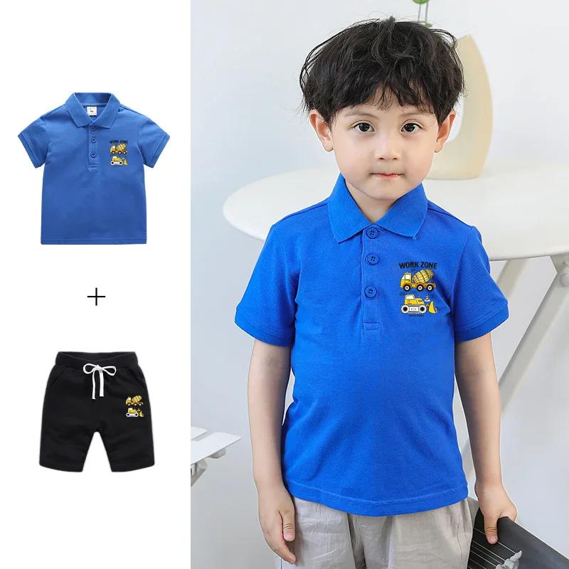Custom Kids Boys Summer Two Piece  Shirts Shorts Sets Cotton Children Boys Outfits Clothing Sets kids tracksuits sets