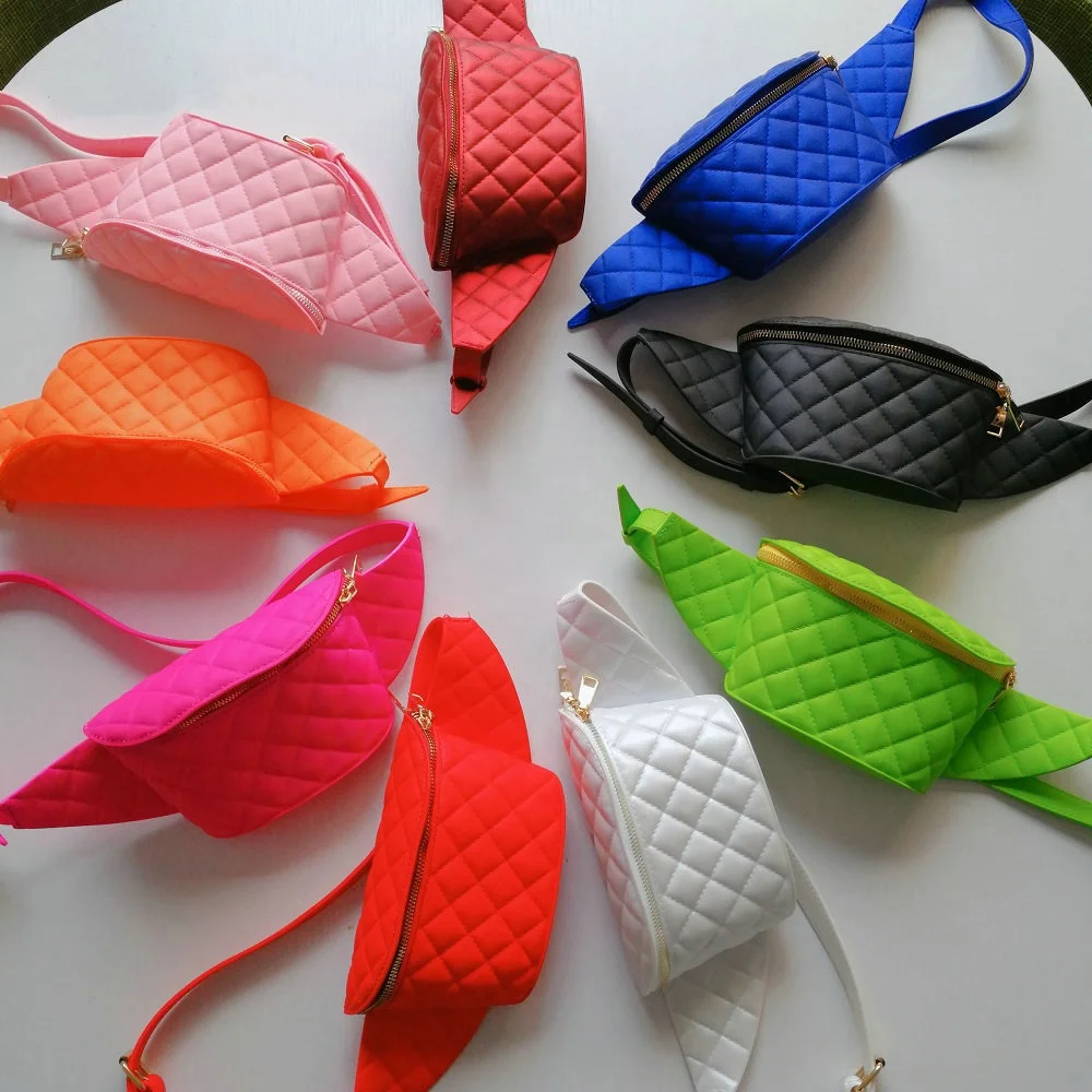 
Custom colorful Pvc Fanny Pack waterproof New Fashion Jelly Pvc Fanny Pack women fashion ladies Jelly Waist belt Bags crossbody 