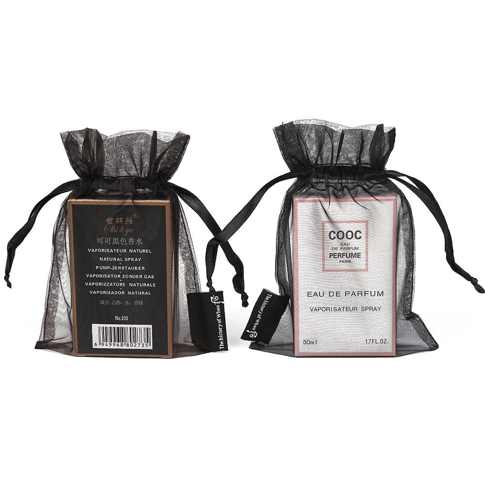 China Manufacturer Wholesale Eco-friendly Pure Black Color Drawstring Jewelry Organza Gift Pouch