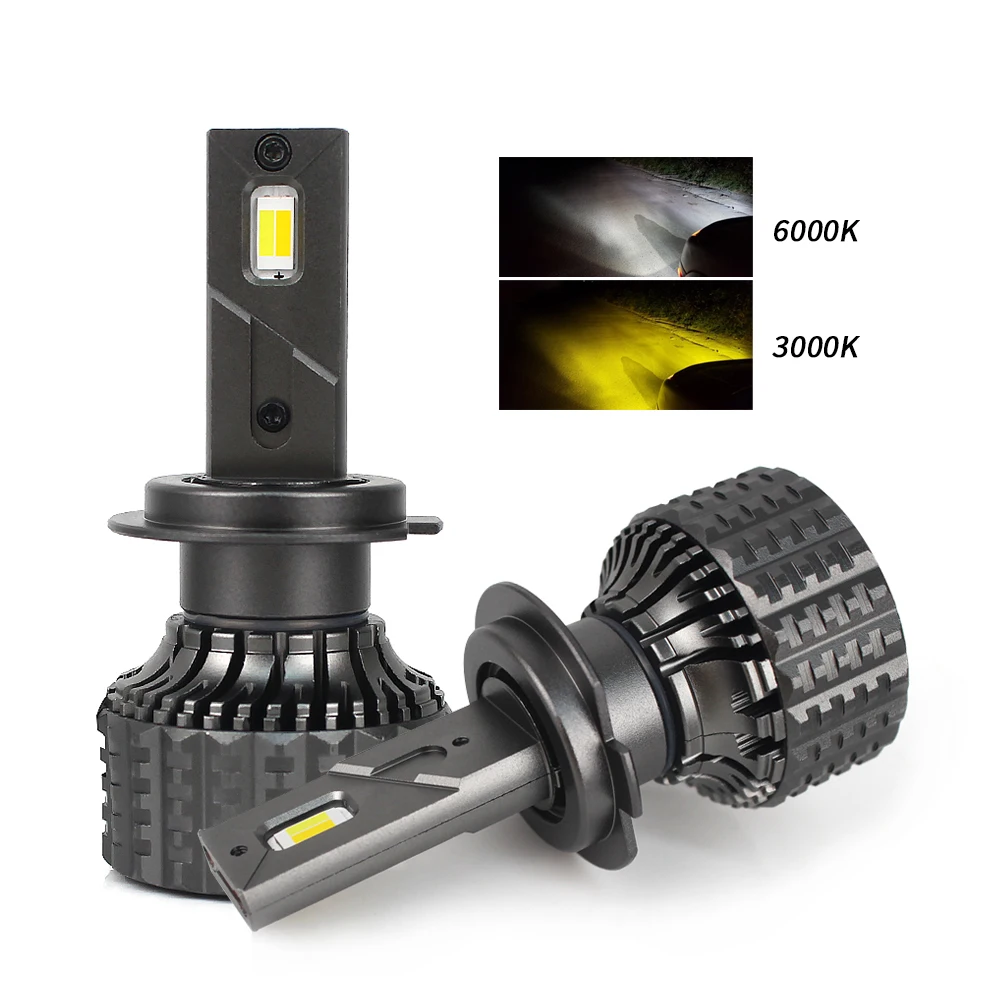 New V8D double color 3000k&6000k car led lights h11 9005 9006 h4 h7 led headlights bulbs luces led