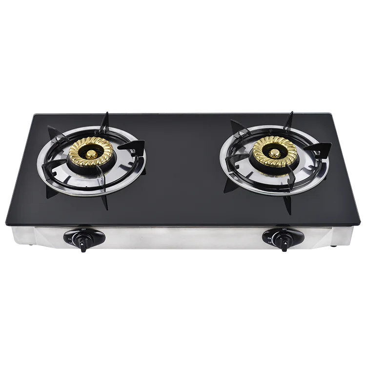Wholesale LPG built-in 2 gas burners black glass gas cooker