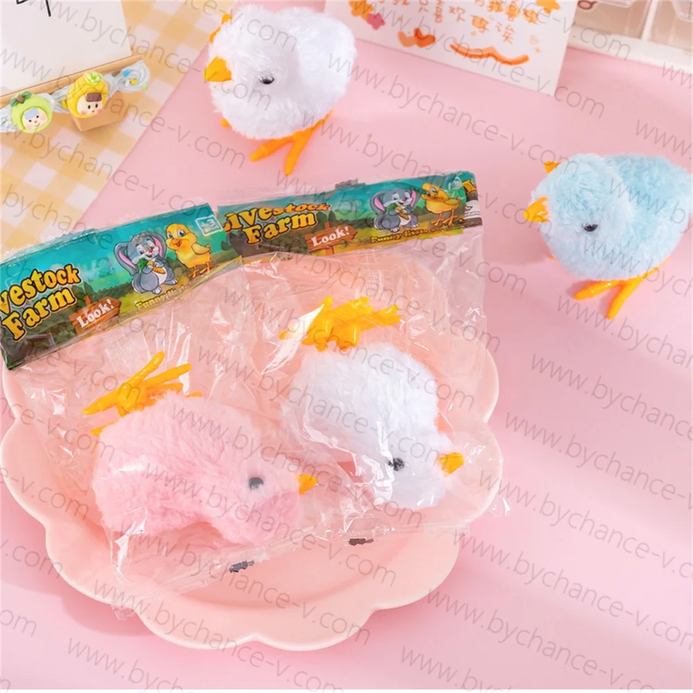 cute fluffy wind up jumping chick toys baby chicken clockwork classic toy for Easter gift basket stuffer