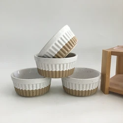 Japan cheap custom bakery kitchen bakeware round small 4 piece ceramic pudding ramekin bowl set in bulk