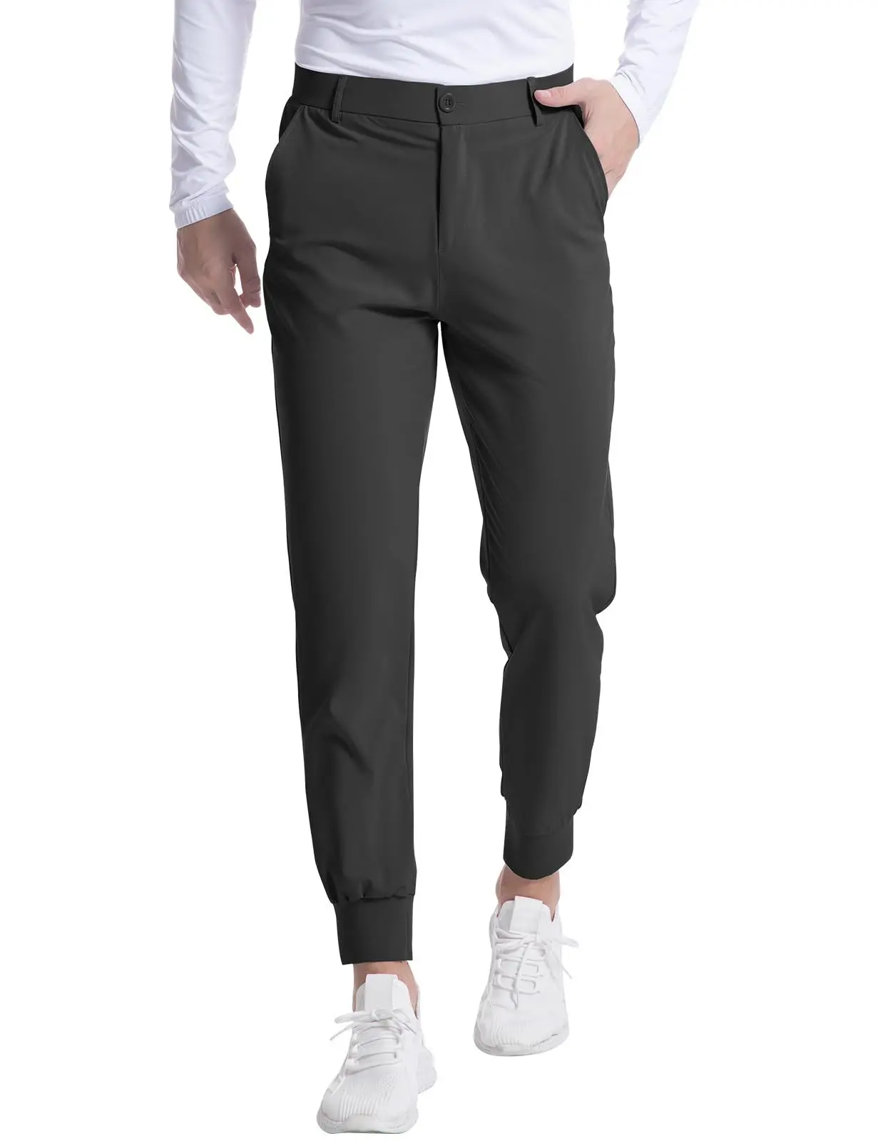 Custom Sports Clothing Manufactures Woven Hiking 4 way stretch fabric pants Tennis Nylon Fabric Black Golf Jogger Pants For Men
