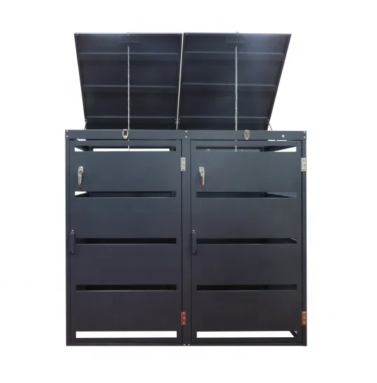 practical outdoor customized Germany popular steel KD Structure 2er garbage bin cover box