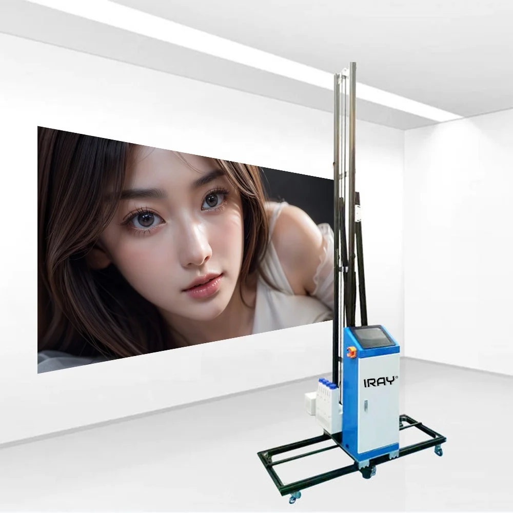 Iray Laser High quality vertical UV CMYKW double head wall printer 3d wall painting machine printing machine with ups battery