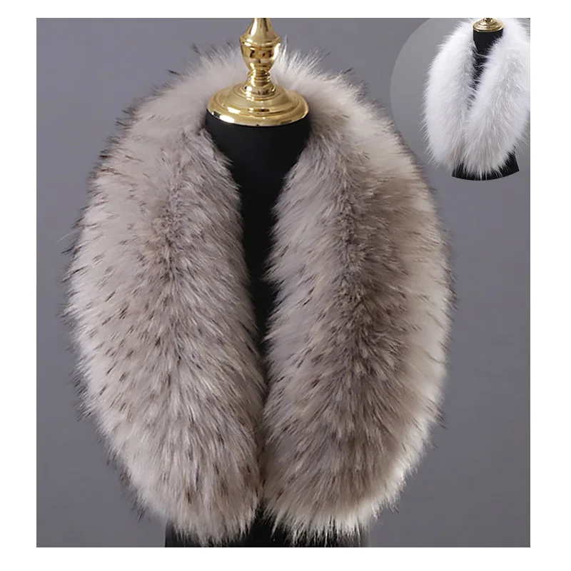 Модные зимние теплые шарфы с воротником из натурального меха для женщин и мужчин, шарф из 100% натурального меха енота, меховая отделка для пальто
