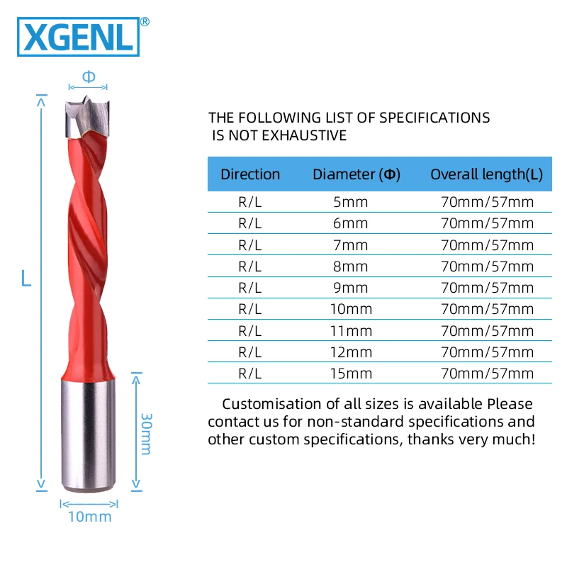xgnel 5mm-15mm Wood Drilling Bits CNC Carbide Machinery Tools Wood Boring Bits Plank Hole Making Drilling Tools