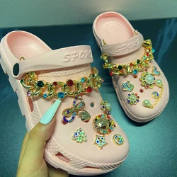 2022 Latest Women Wedge Ladies Garden Shoes Rhinestone Masonry Pearl Chain Clogs Slippers