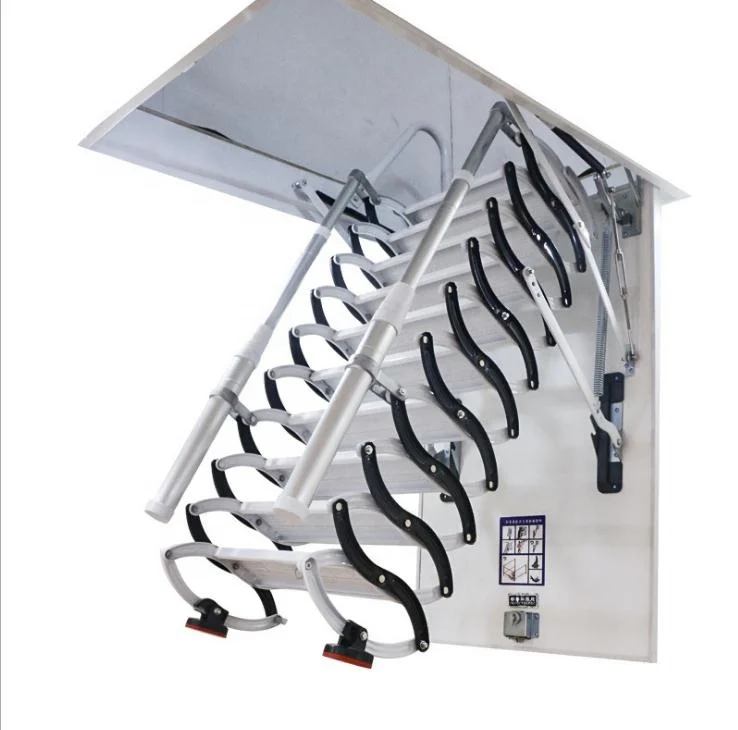 Telescopic Invisible Ladder Wall Hanging Manual Electric Stair Top Mounted Side Mounted Telescopic Stair Carbon Steel Folding