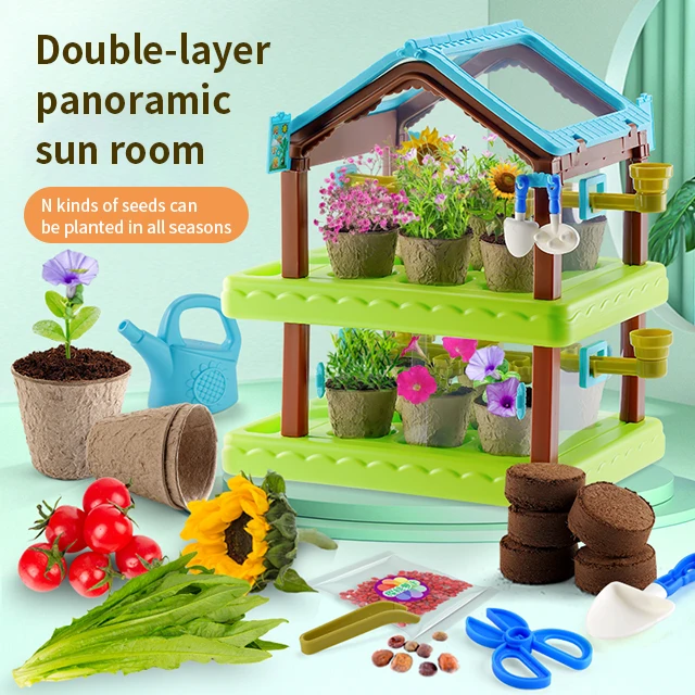Small Garden Growing Plant Observation Experimental STEM Educational Toys DIY Science Kit Toy Farm House For Kids