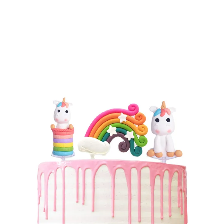 Modern Style Happy Birthday Girl Princess Baby Pink Wedding Holiday Party Unicorn Cake Plugin