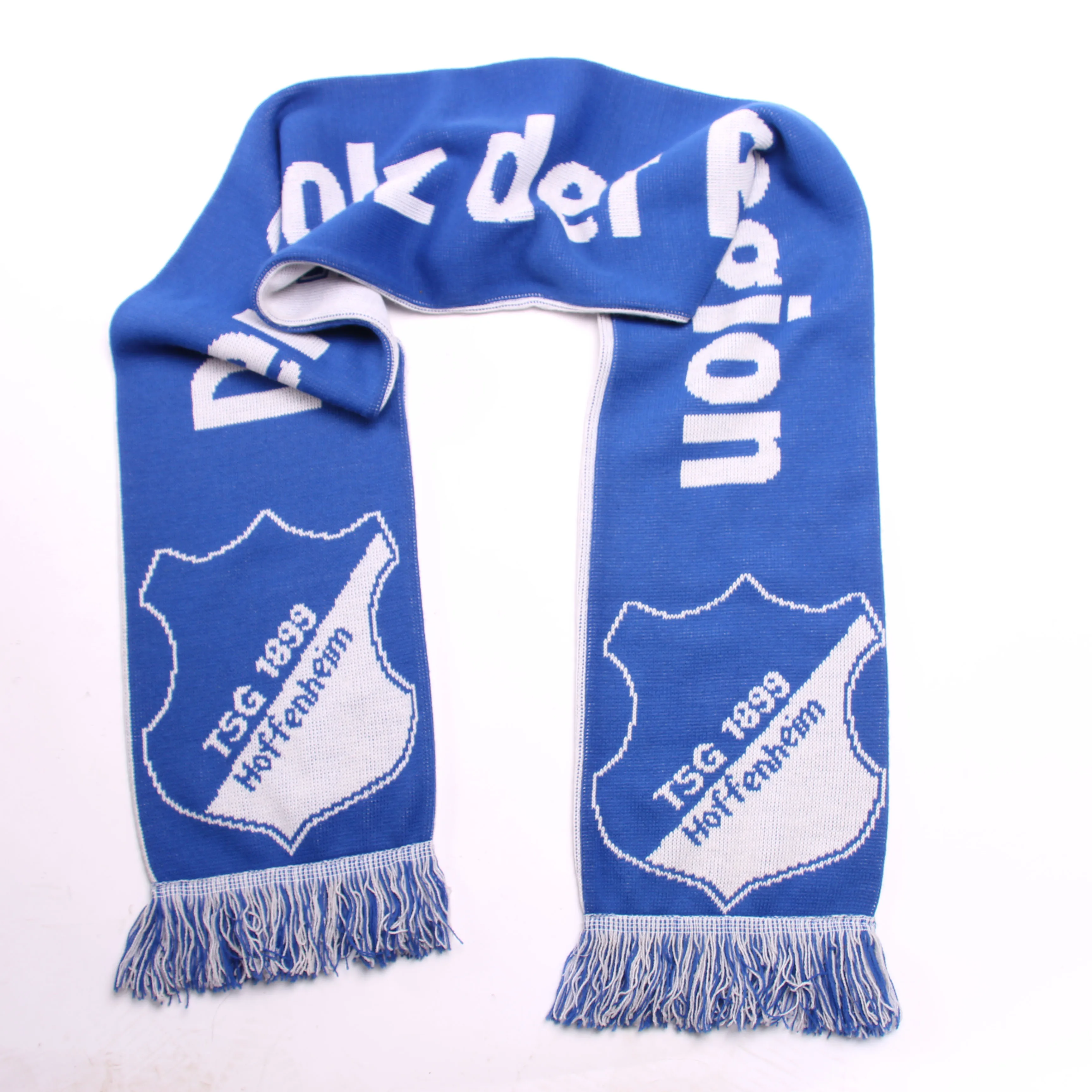 knit factory directly supply hot popular warm soft double layer  LOGO letter pattern chunky jacquard football scarf