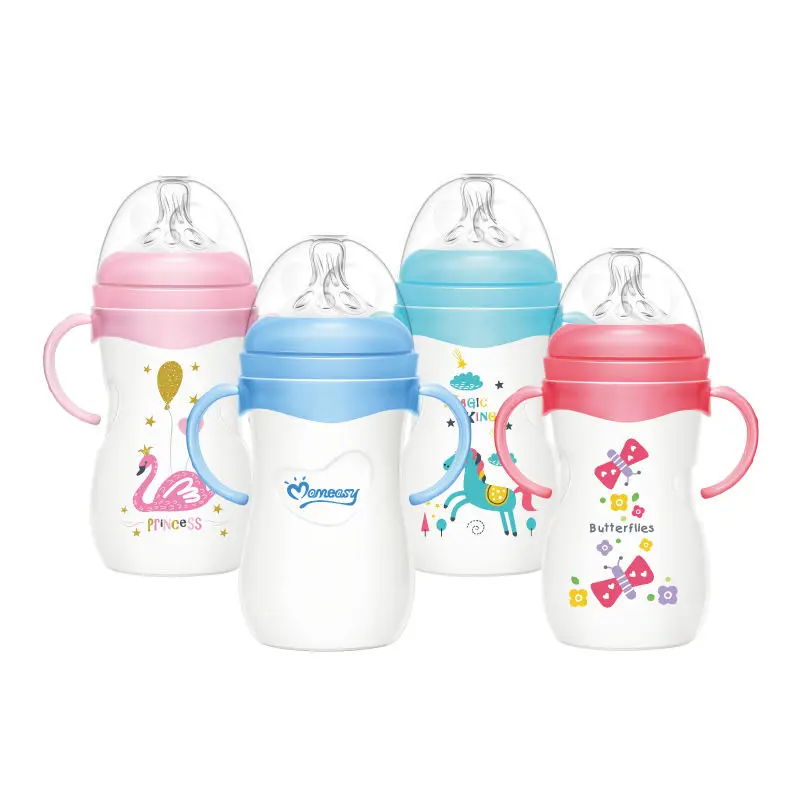 Baby Feeding Bottles with Wide Neck 8 ounce and Handles for Toddler