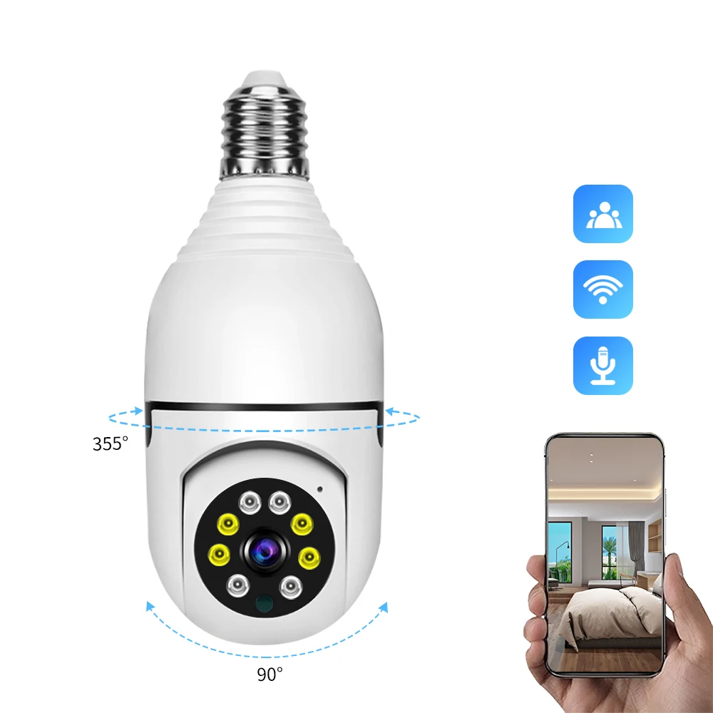 V380 Smart Security 360 Degree Cctv Network Ptz Ip Camara Light Wifi Bulb Camera  E27 Holder 1080P Wifi Ptz Camera Light Bulb