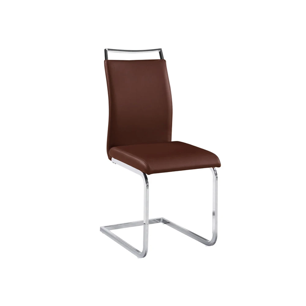 High Back Fabric Furniture Dining Chair Beige White Brown Grey Gold Black Stainless Steel Metal PU Leather Dining Chair